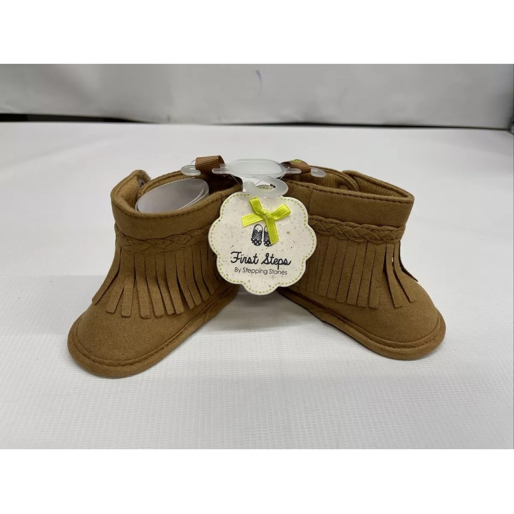 STEPPING STONES FIRST STEPS Chesnut Braided Nubuck BOOTS BABY TODDLER SIZE 2 NEW